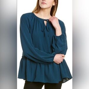 Adyson Parker AP Women's Plus Size 2x nwt Raw Edge Ruffle Loose Peplum Top teal